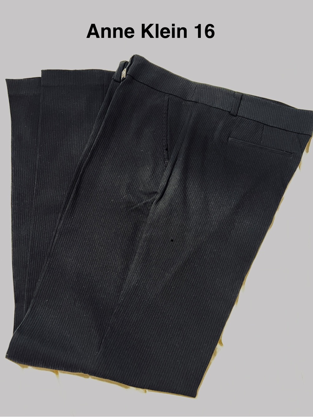 NWOT Anne Klein Black Tonal Pinstripe Dress Pants 16